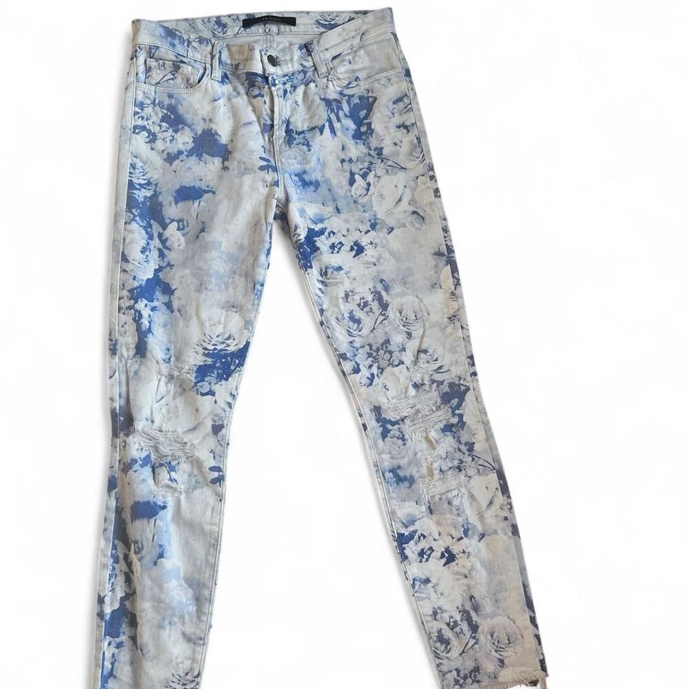 Women's J-brand Women's‎ Blue Tie Dye heart pattern distressed Size 28 Jeans